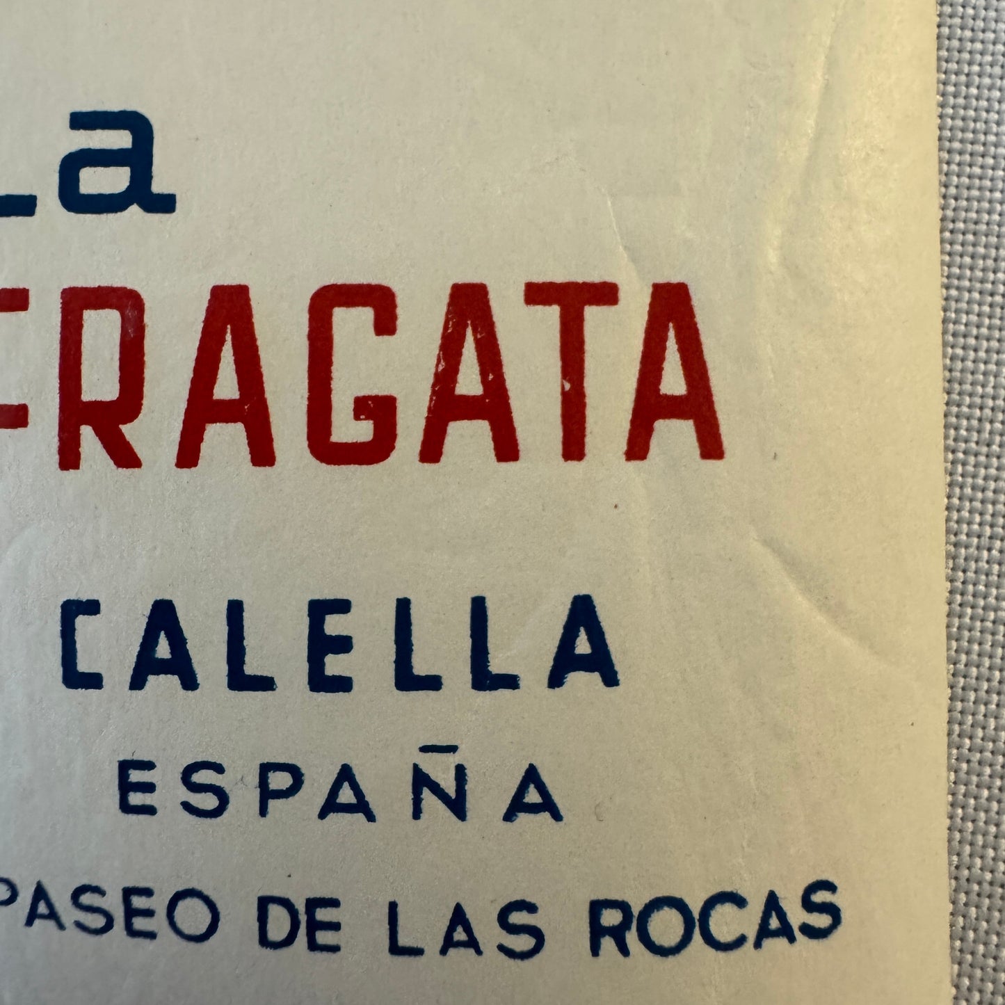 Vintage Hotel Travel Luggage Label Hotel La Fragata Calella Spain Espana