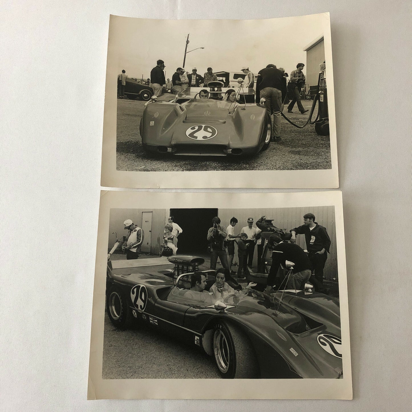 Vintage Racing Car Photo Photograph Lot of 2 - Couple in Can Am Car CanAM