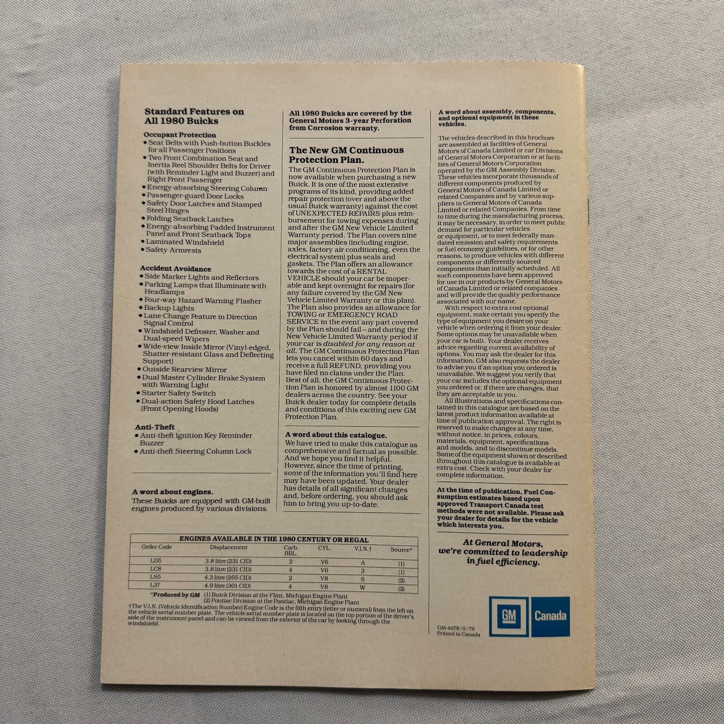 1980 Buick Regal and Century Car Sales Brochure Catalog Advertising