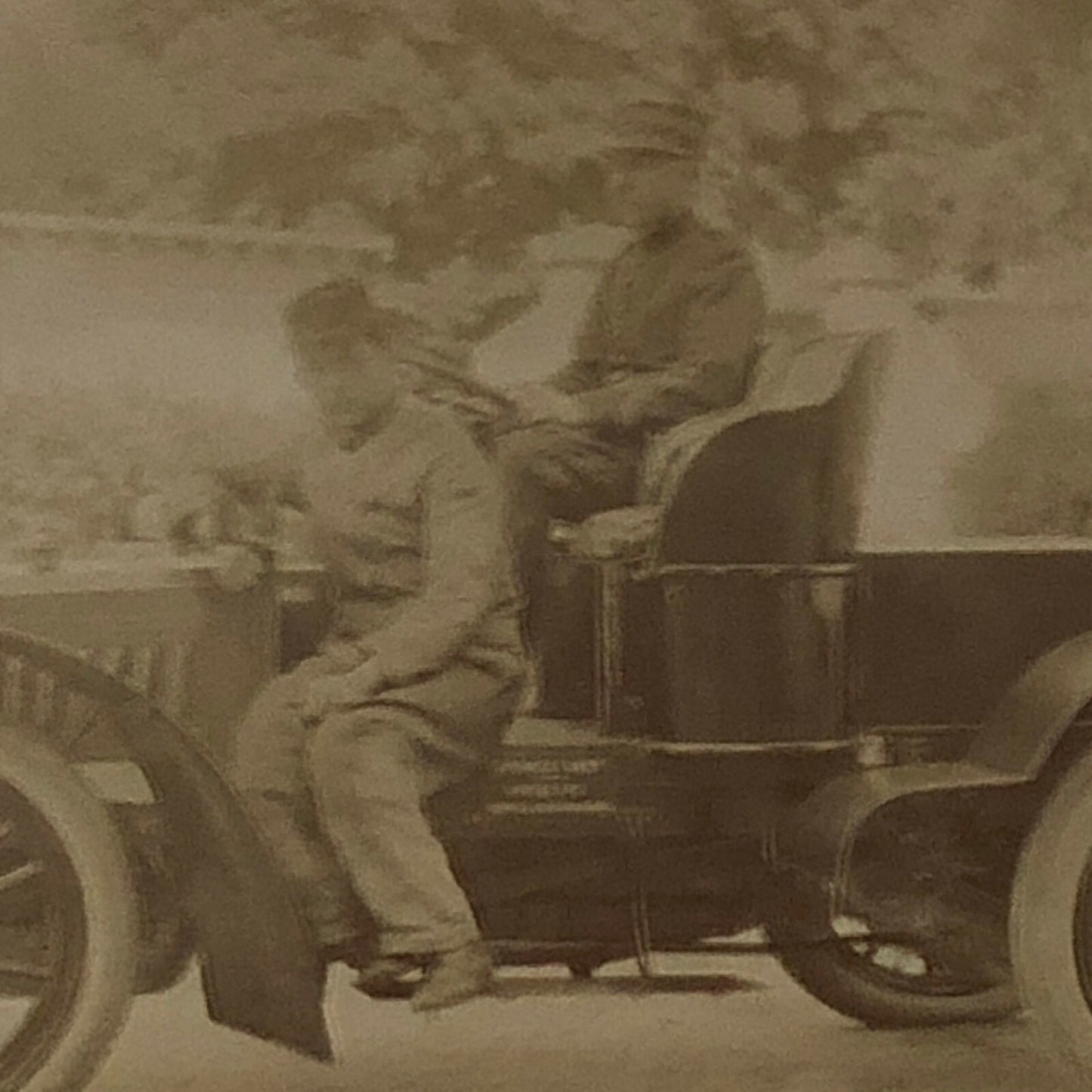 Antique Photo Photograph Print Men in Early Automobile Car Vehicle Italian ? 