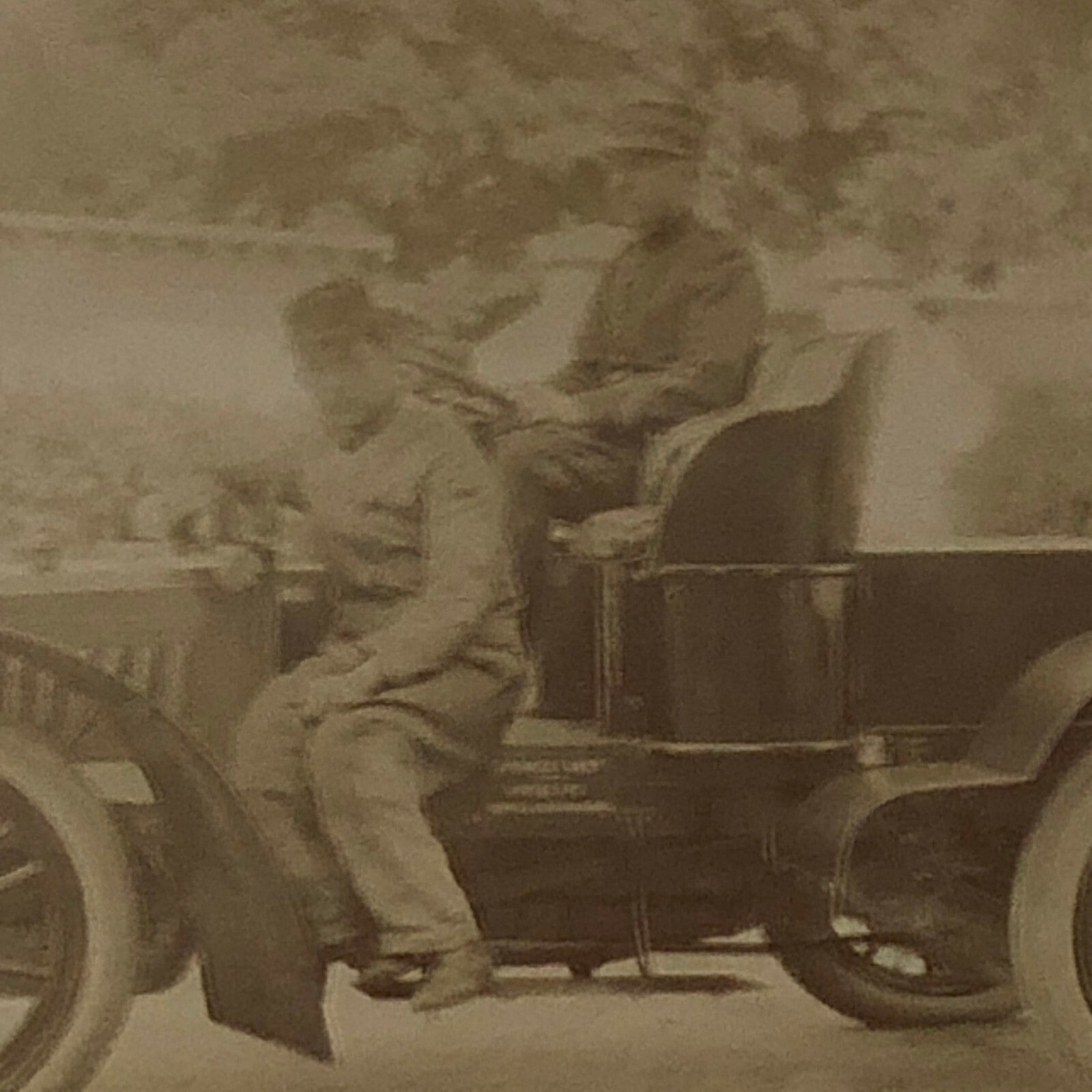 Antique Photo Photograph Print Men in Early Automobile Car Vehicle Italian ? 