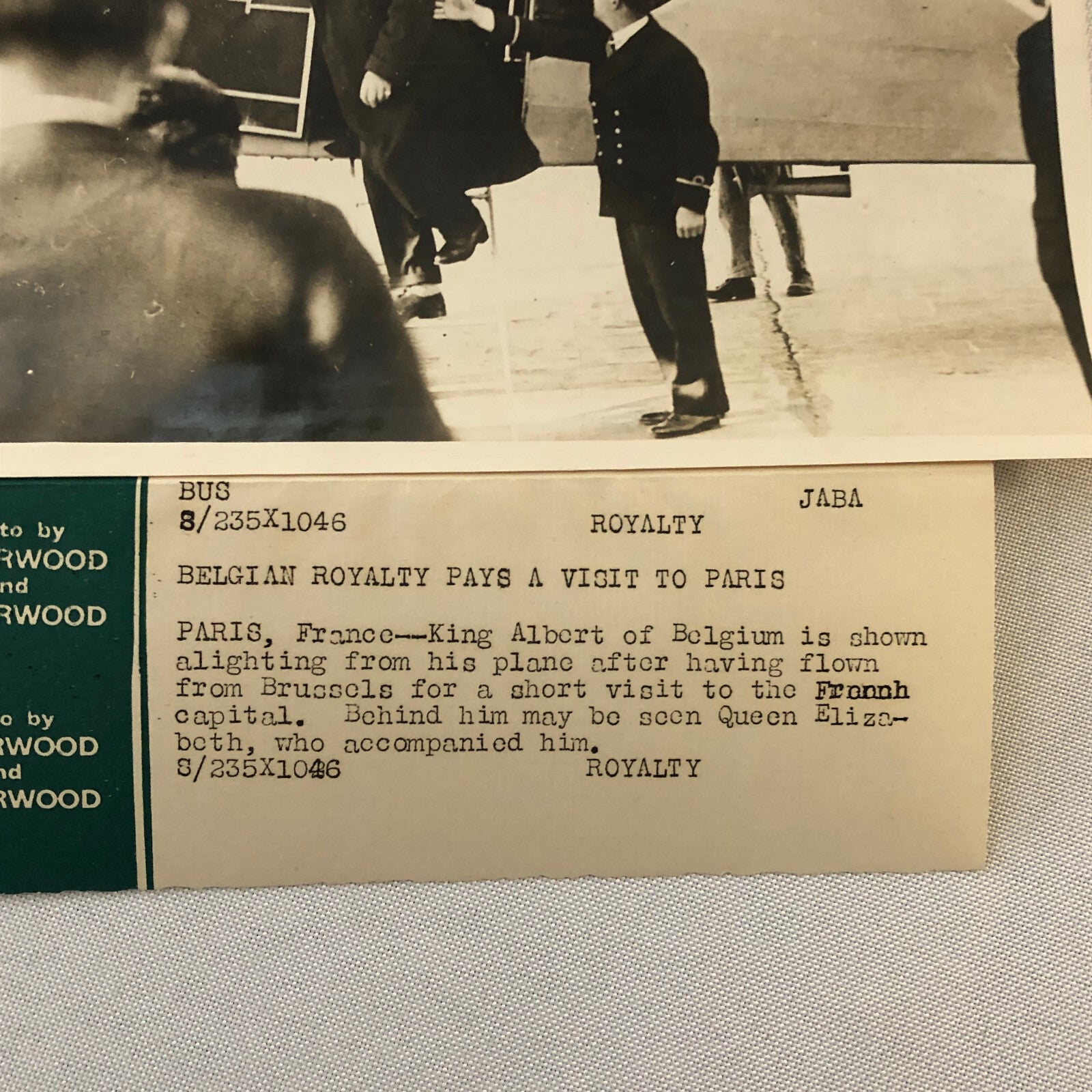 Vintage Press Photo Photograph King Albert of Belgium Queen Elizabeth Plane