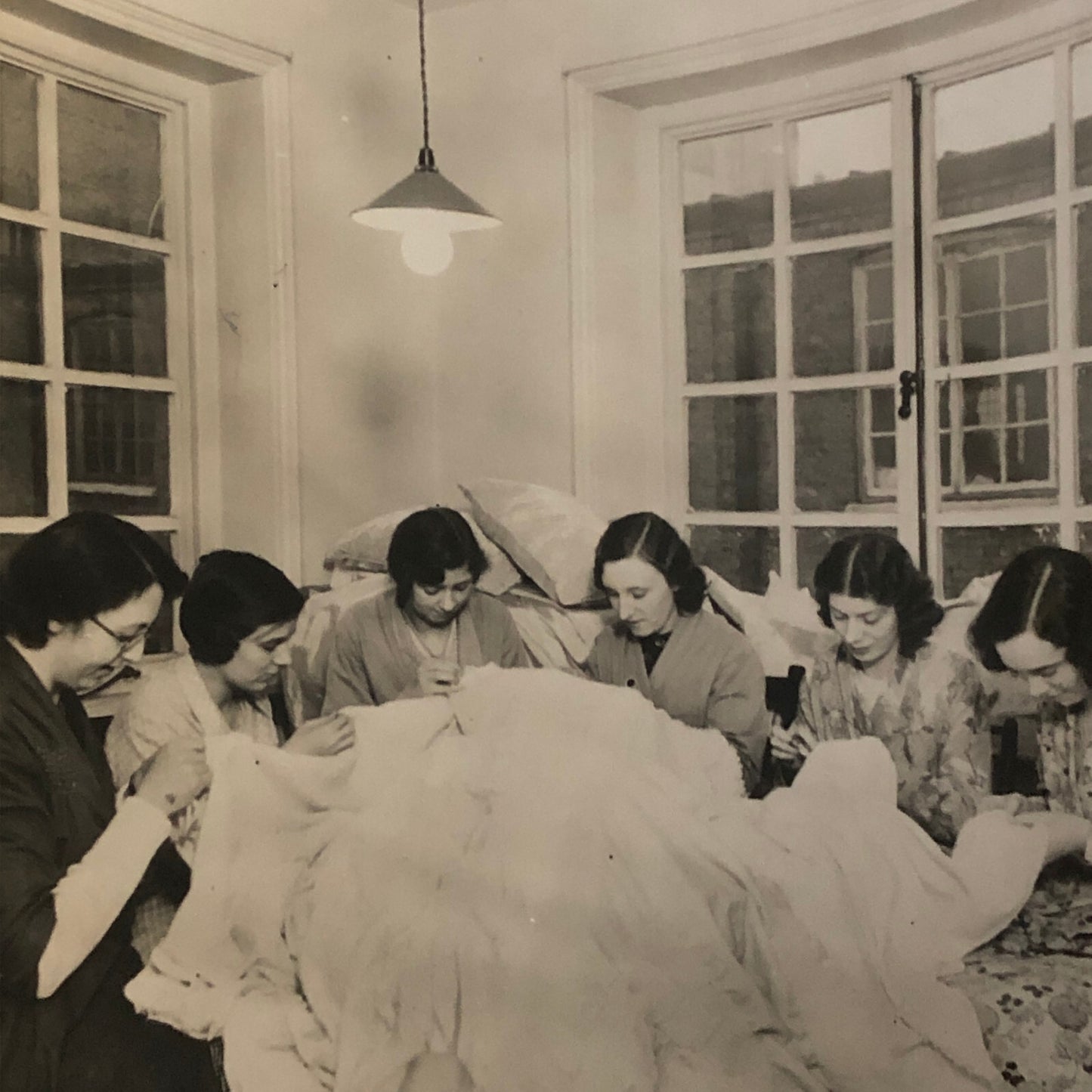 Vintage Press Photo Photograph Needlework Sewing Princess Marina Bed Spread