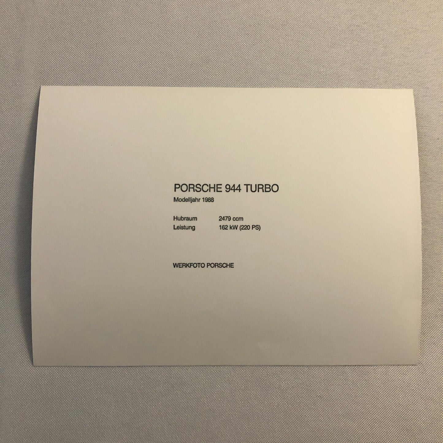 1988 Porsche 944 Turbo Factory Press Photo Photograph Werkfoto