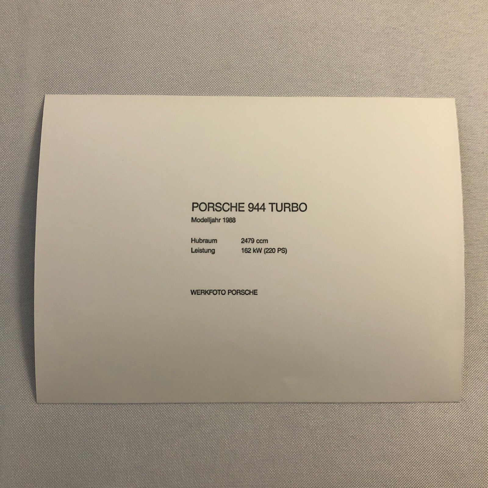 1988 Porsche 944 Turbo Factory Press Photo Photograph Werkfoto