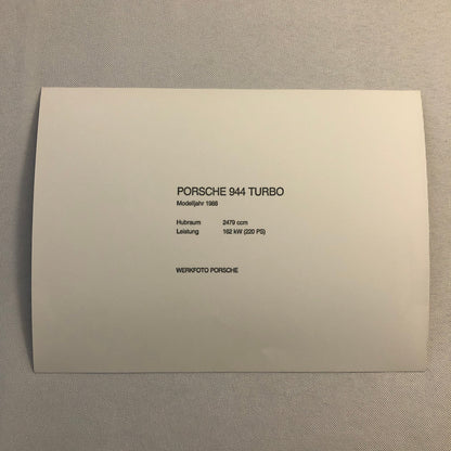 1988 Porsche 944 Turbo Factory Press Photo Photograph Werkfoto