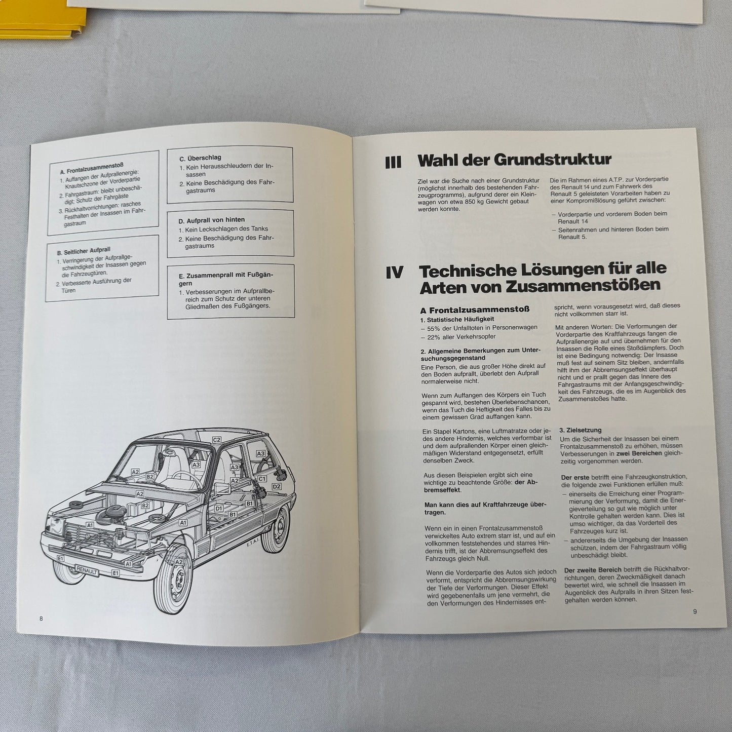1980 Renault 5 Safety Testing Car Press Kit Brochure Photos Vintage GERMAN Text