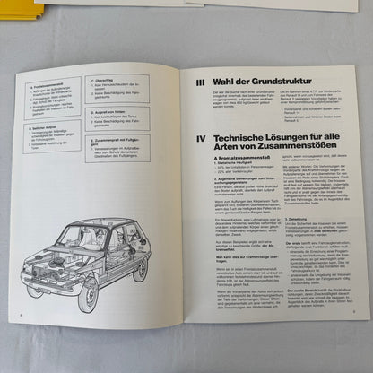 1980 Renault 5 Safety Testing Car Press Kit Brochure Photos Vintage GERMAN Text
