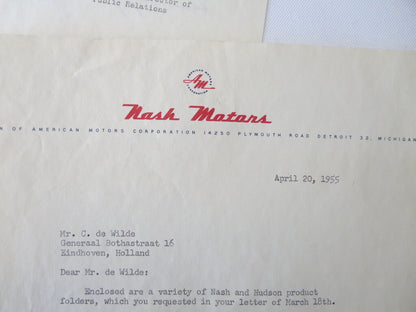 1949 - 1955 Nash Motors Car Company Letter Letterhead Document Lot of 8