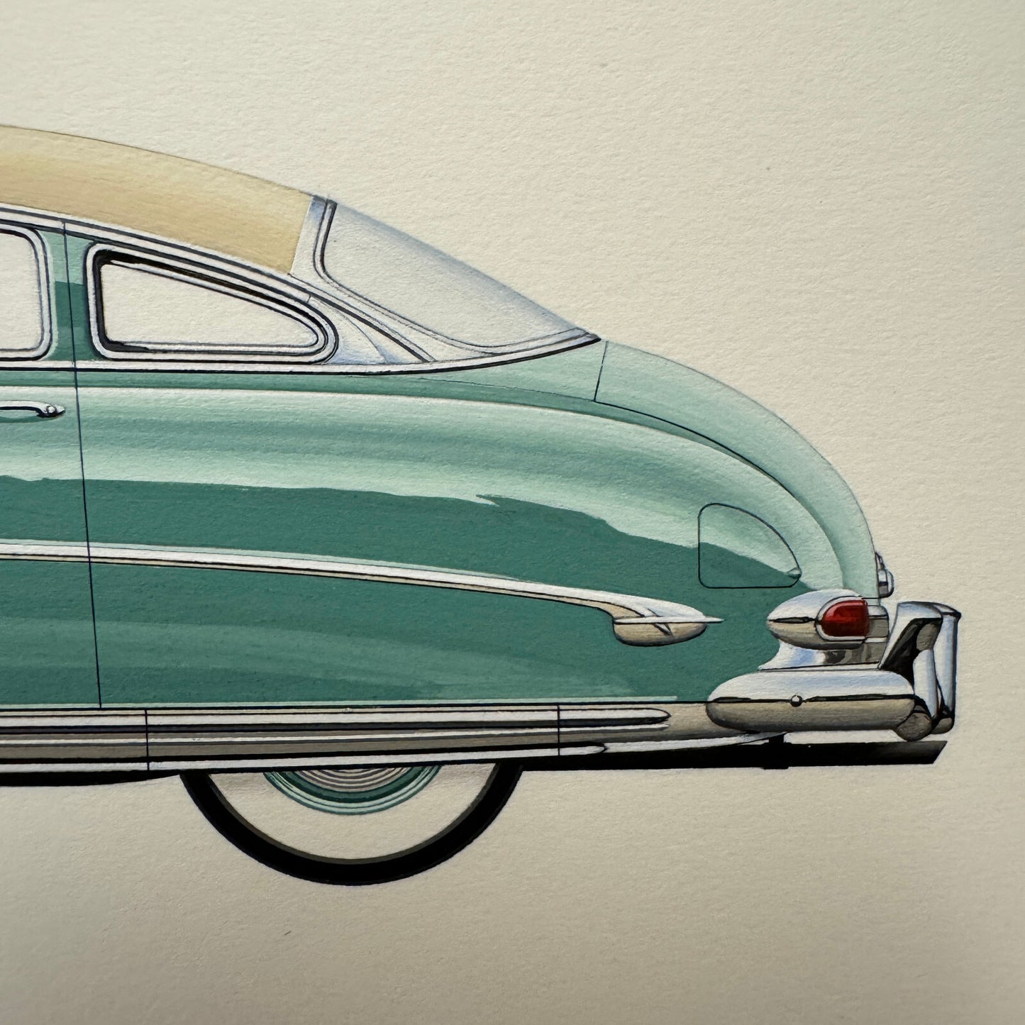 1952 Hudson Hornet Sedan Car Automobile Illustration Art Drawing Hand Drawn