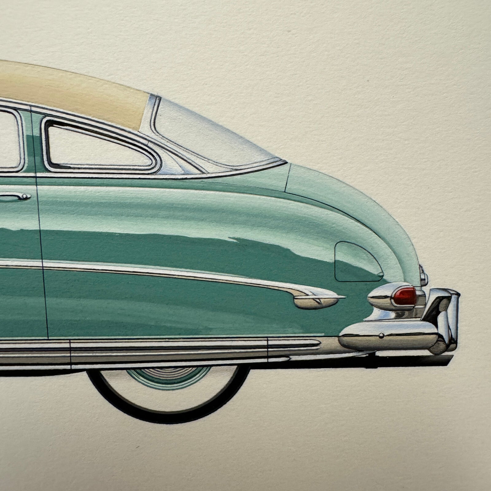 1952 Hudson Hornet Sedan Car Automobile Illustration Art Drawing Hand Drawn