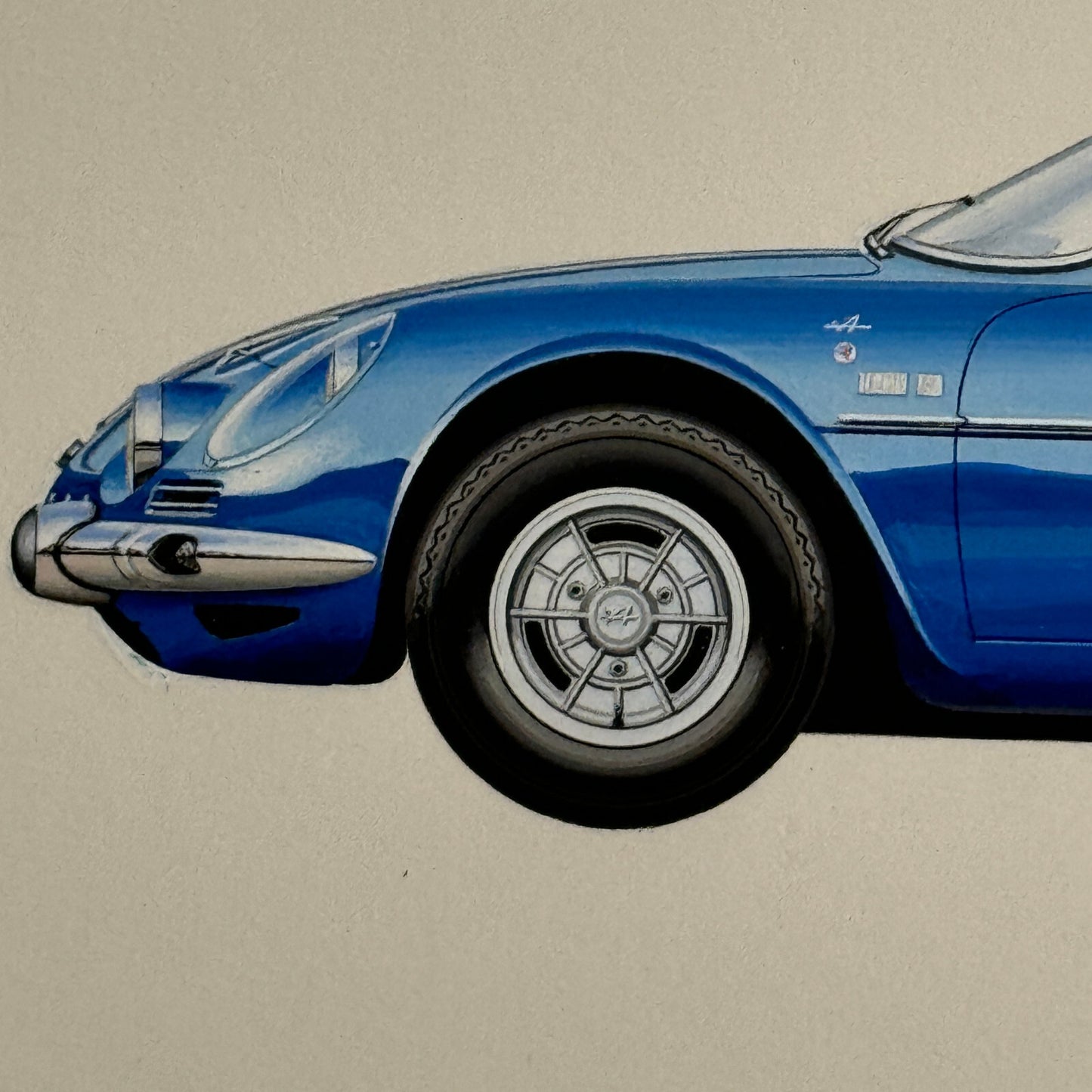 1969 Renault Alpine A110 1600S Car Illustration Art Drawing Hand Drawn Vintage