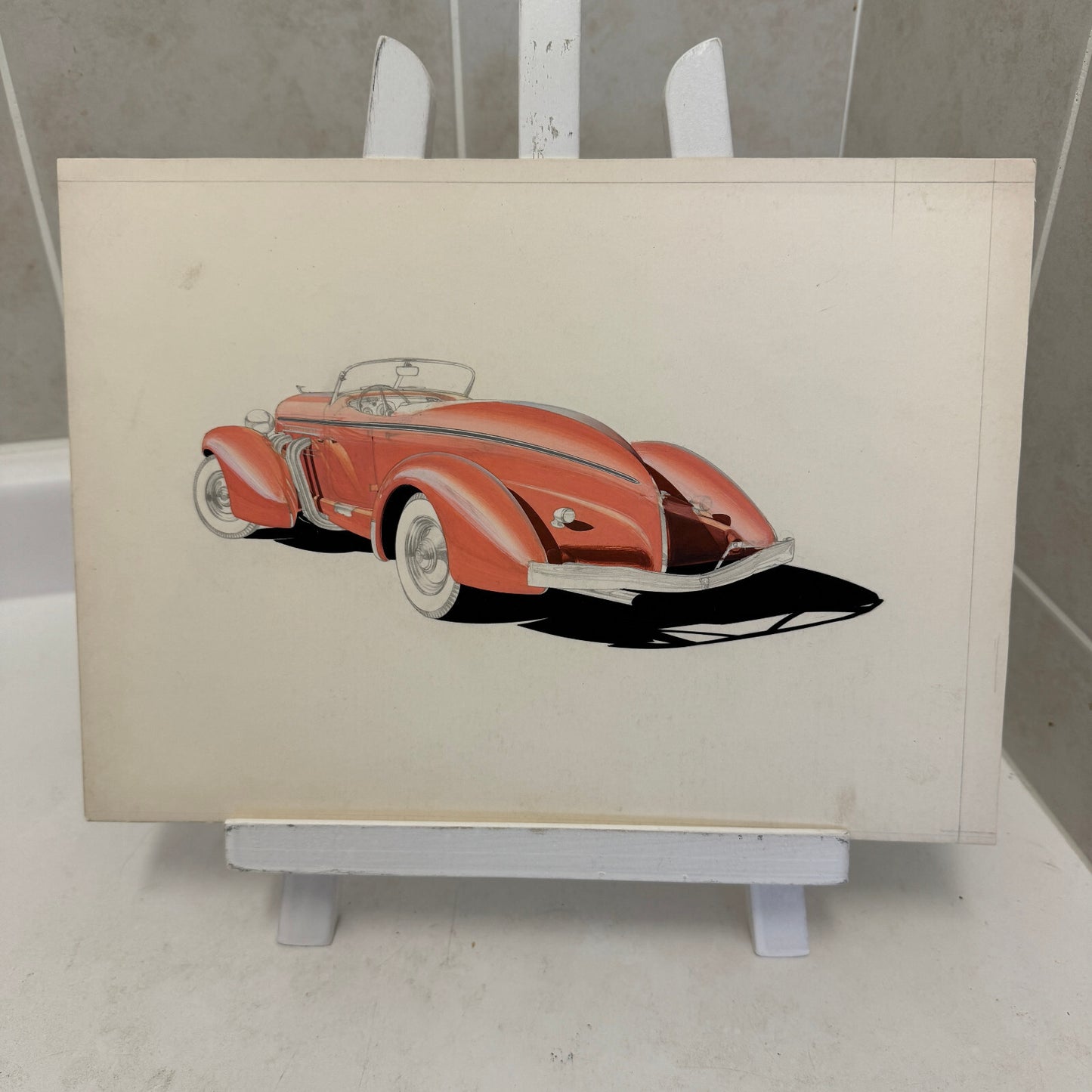 Auburn Boattail Speedster Car Automobile Illustration Art Drawing Hand Drawn