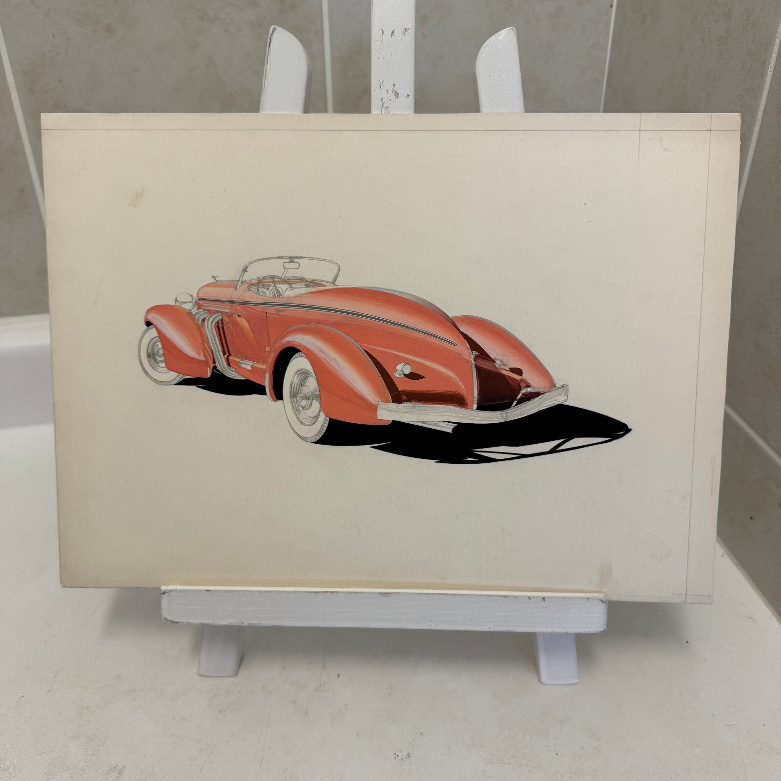 Auburn Boattail Speedster Car Automobile Illustration Art Drawing Hand Drawn