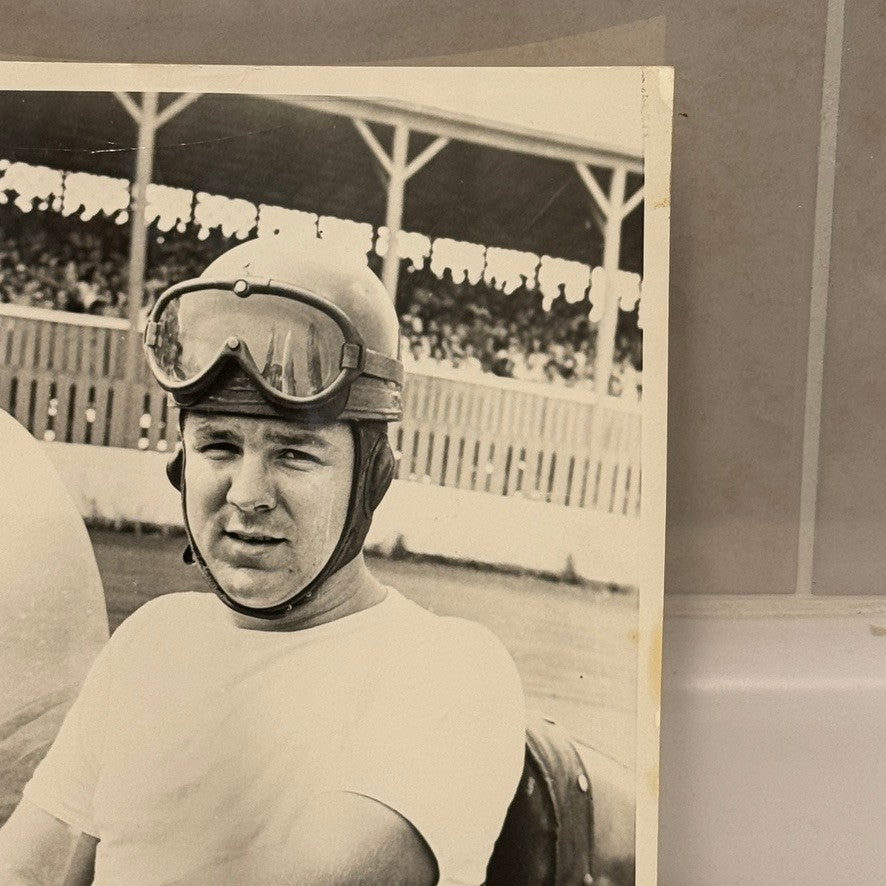 Vintage Racing Photo Photograph Joe Giba Driver in Car Helmet Goggles