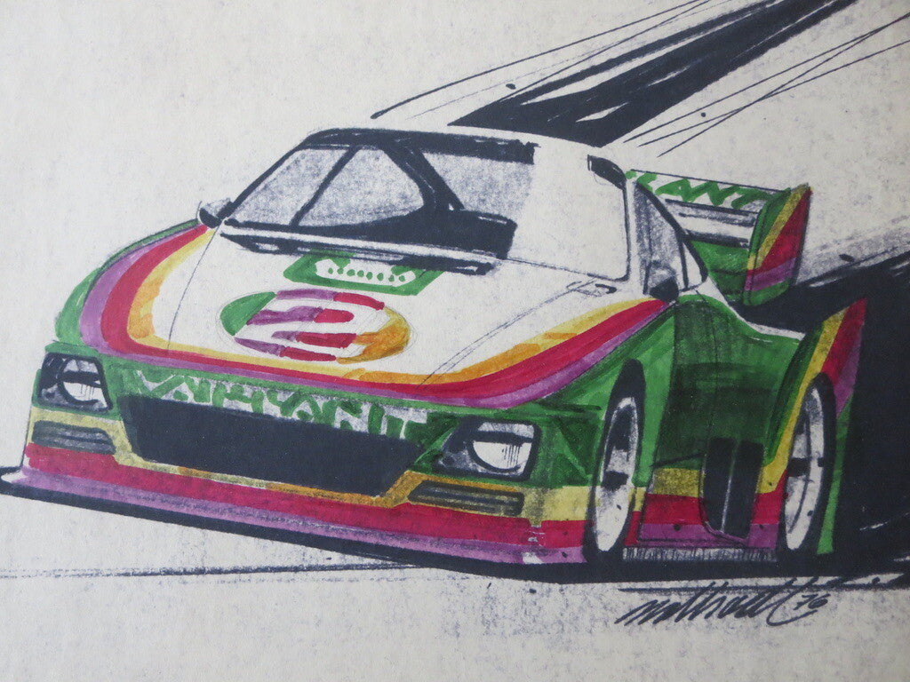 Porsche 935 Kremer Racing Design Sketch Drawing Art NOTTRODT Vintage 1976