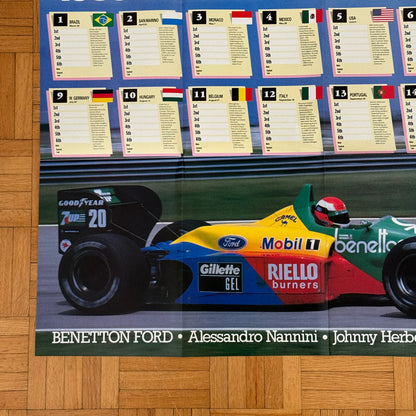 1989 Formula One Grand Prix Racing Calendar Poster Benetton Ford Car