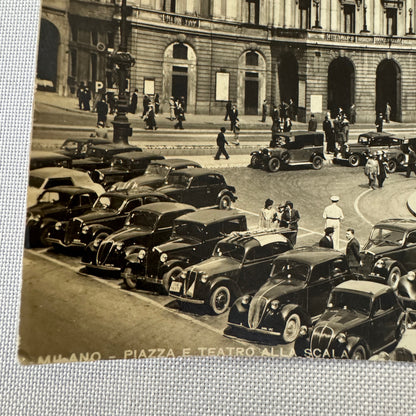 Vintage Italian Postcard Post Card Piazza E Teatro Alla Scala Cars Automobile