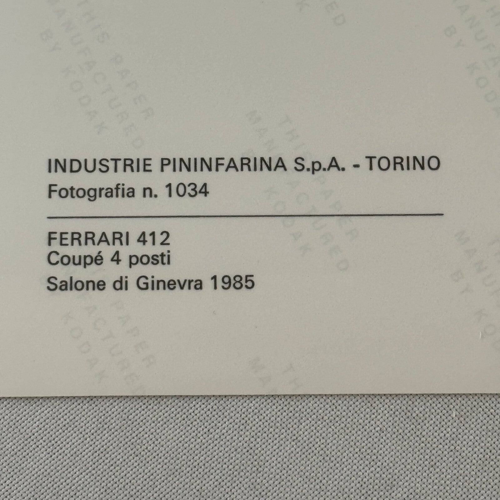 1985 Ferrari 412 Pininfarina Factory Press Photo Photograph Print