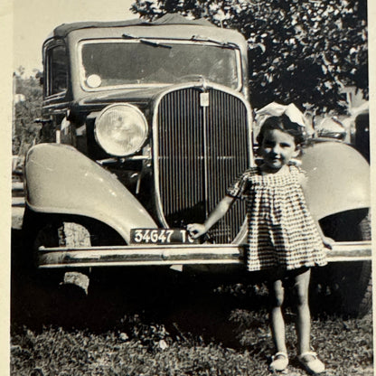 Vintage Photograph Photo Print Child with Car Automobile