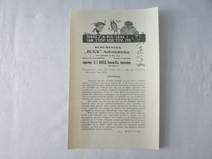 1919 Buick Sales Brochure Catalog Coupe Sedan Cabriolet - DUTCH TEXT European 