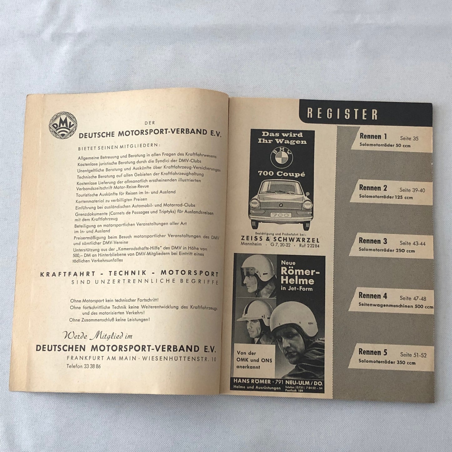 1963 Hockenheim Motorcycle Racing Grand Prix Race Program Book German