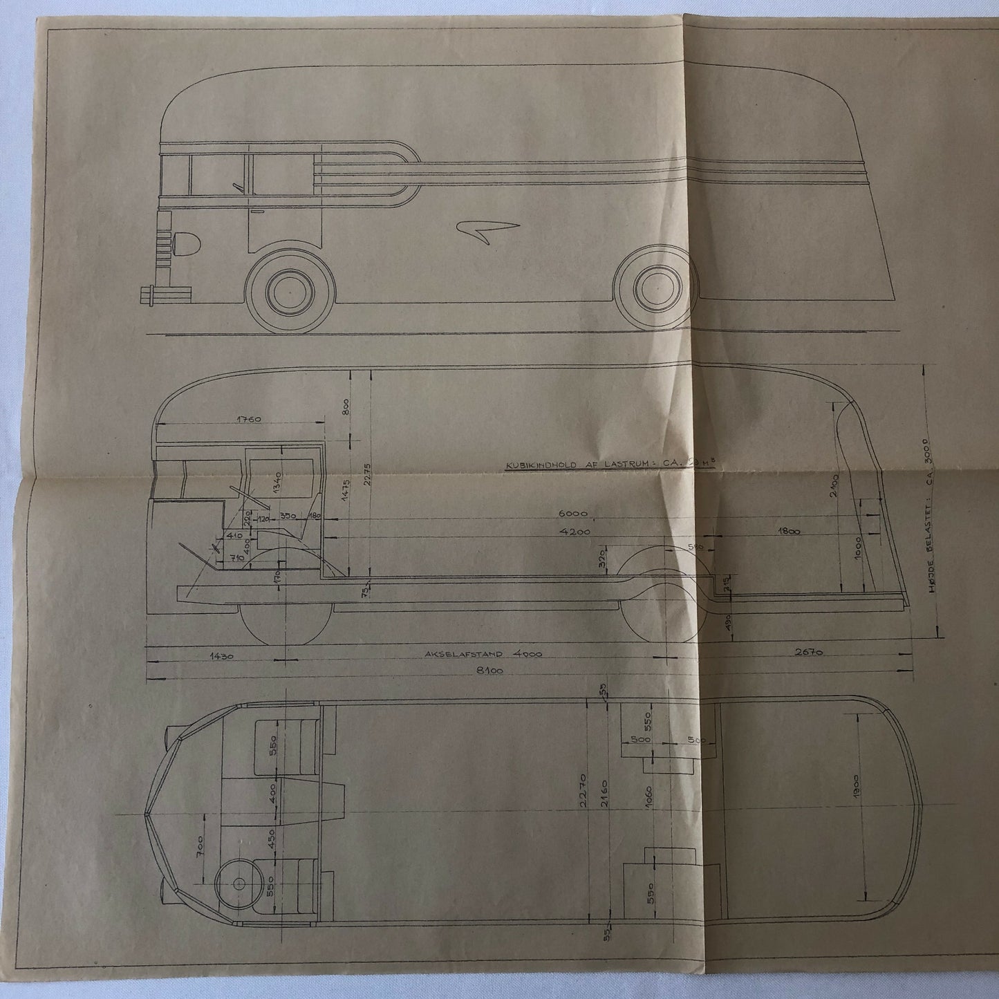 1936 Coachbuilder Bus Design Blueprint Rendering Blue Print Coach Truck 