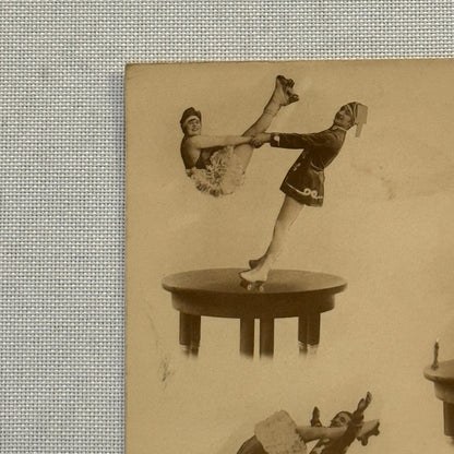Roller Skating Acrobat Performing Act Circus Postcard The Two Diamonds Vintage