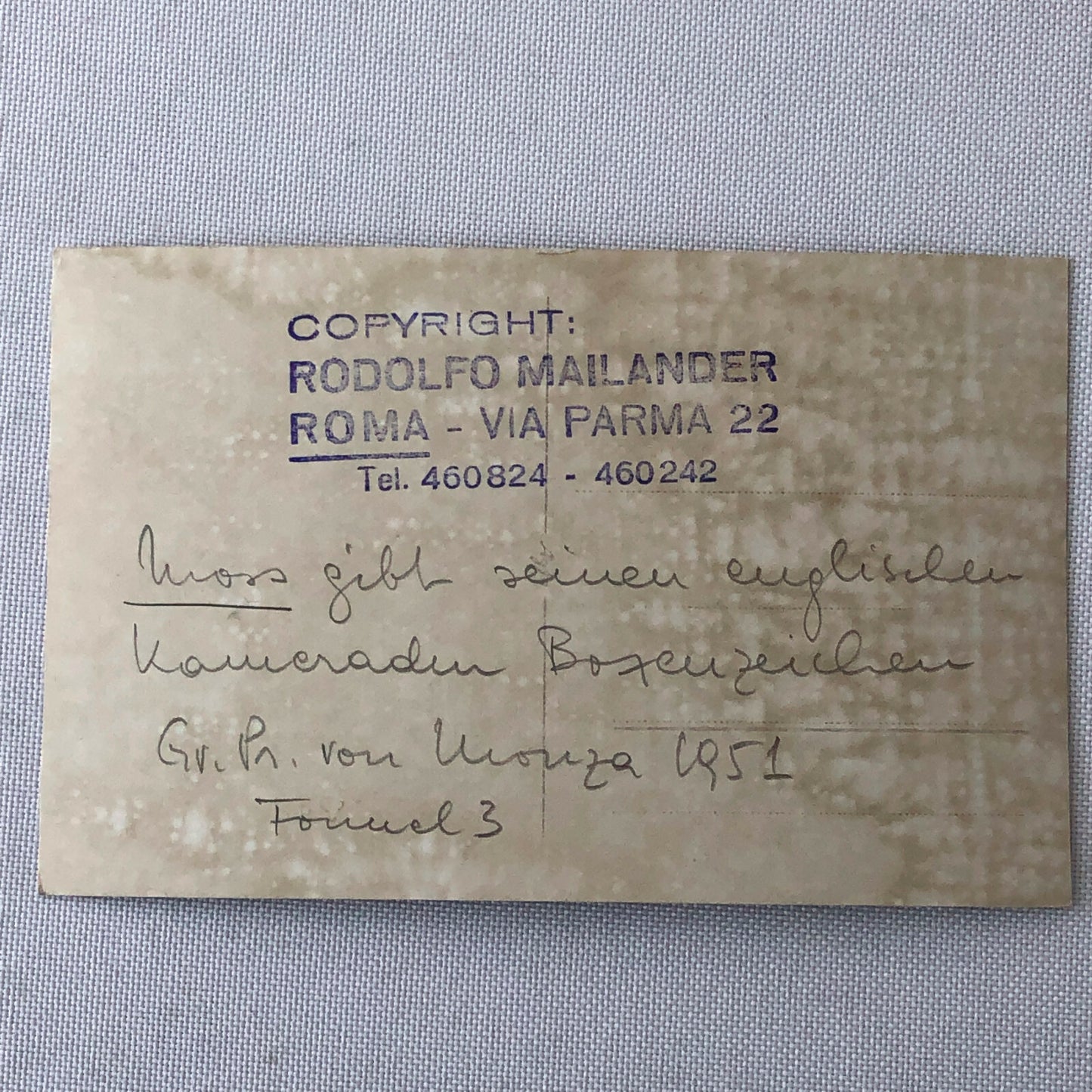 1951 Stirling Moss Racing Photo Photograph 