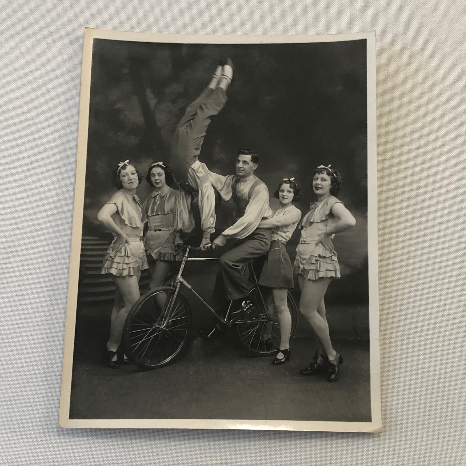 Circus Troupe Performers Bicycle Acrobat Photo Photograph Print Vintage