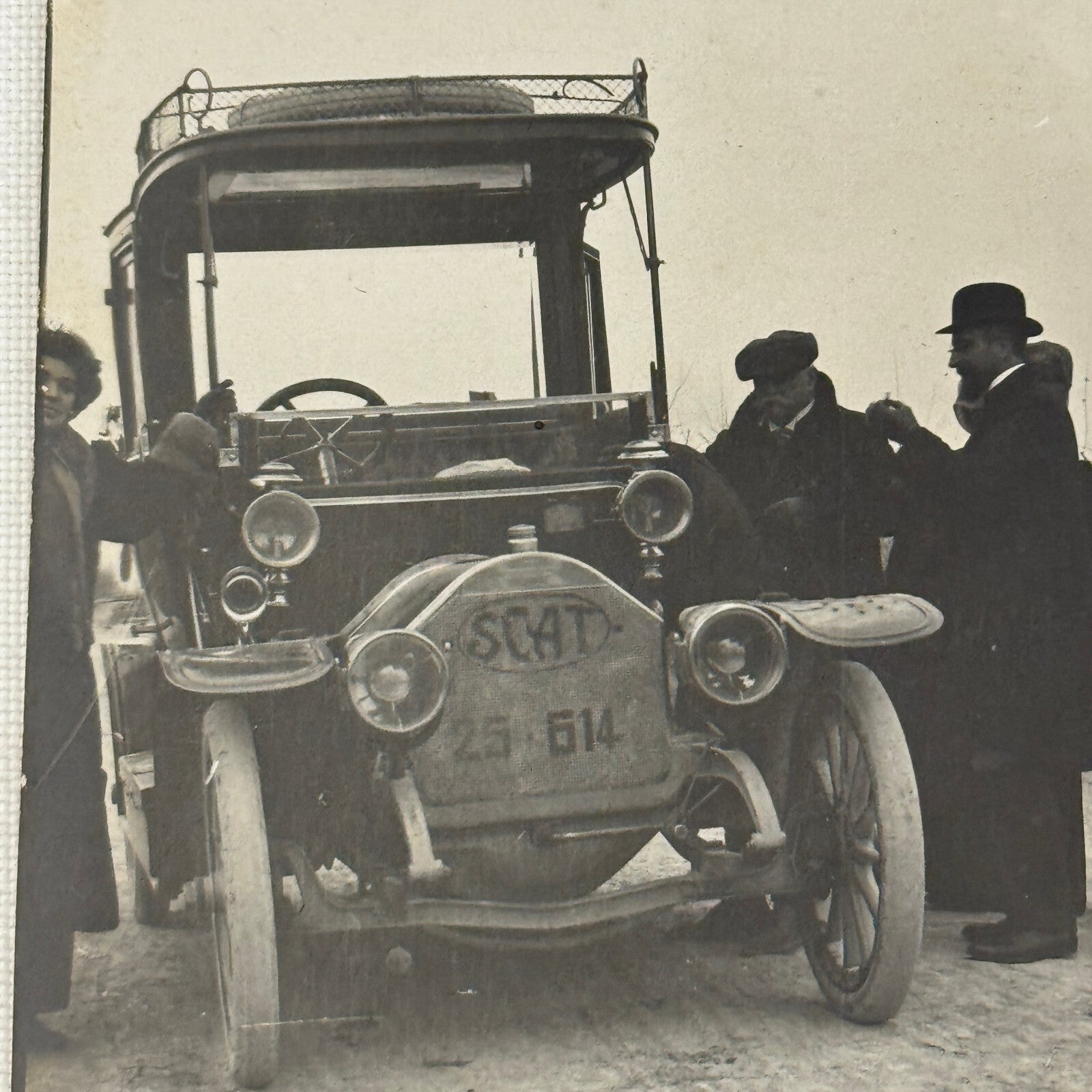 Antique SCAT Car Automobile People Italian Real Photo Postcard RPPC Photograph
