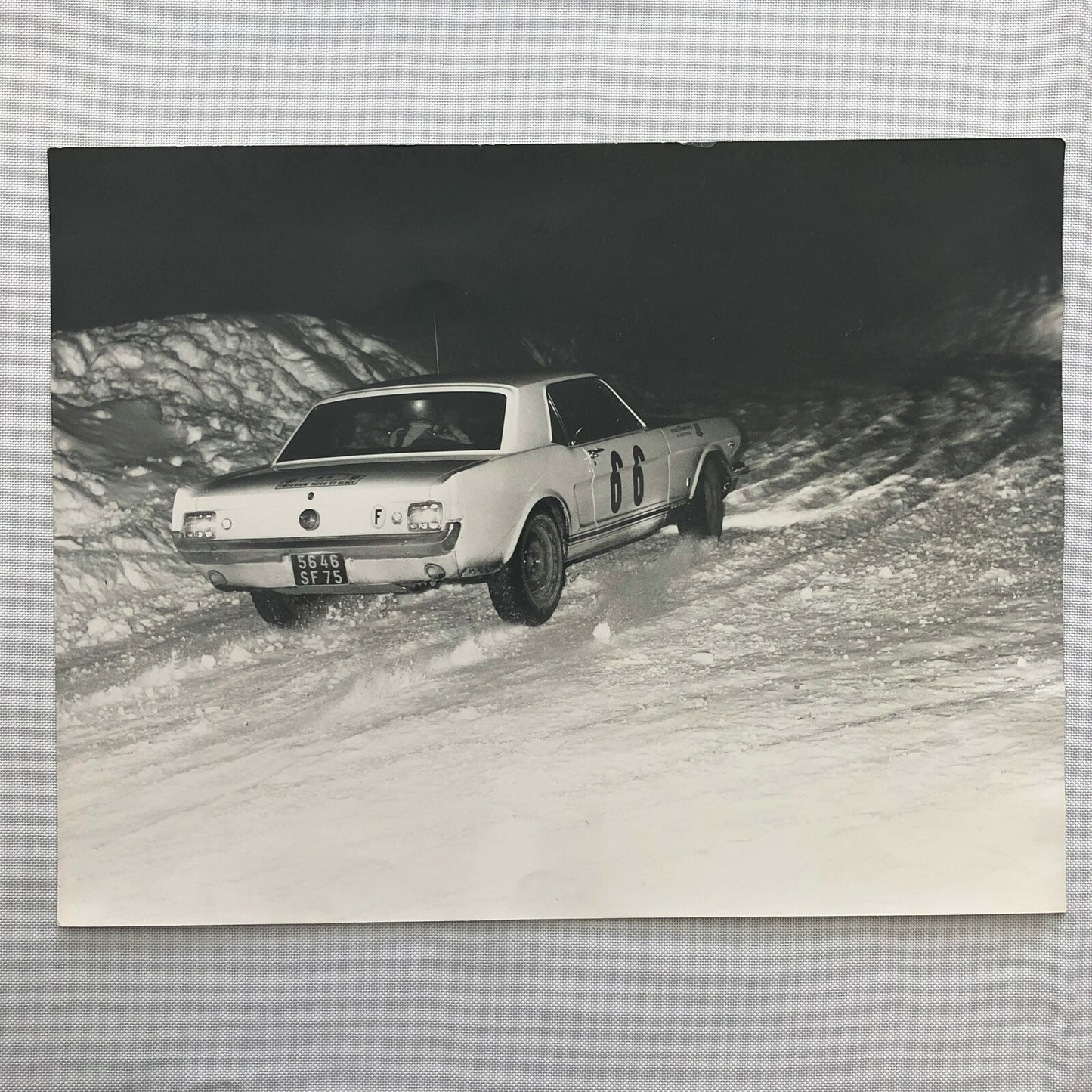 Vintage DPPI Racing Photo Photograph Ford Mustang Rally Car in Snow Greder + 