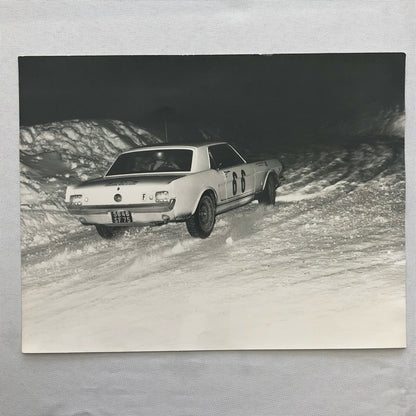 Vintage DPPI Racing Photo Photograph Ford Mustang Rally Car in Snow Greder + 