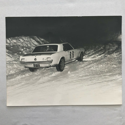 Vintage DPPI Racing Photo Photograph Ford Mustang Rally Car in Snow Greder + 