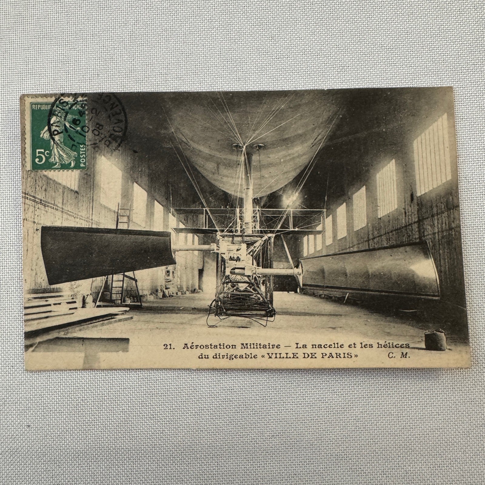 Vintage Zeppelin Airship Dirigible Postcard Post Card French Militay Paris