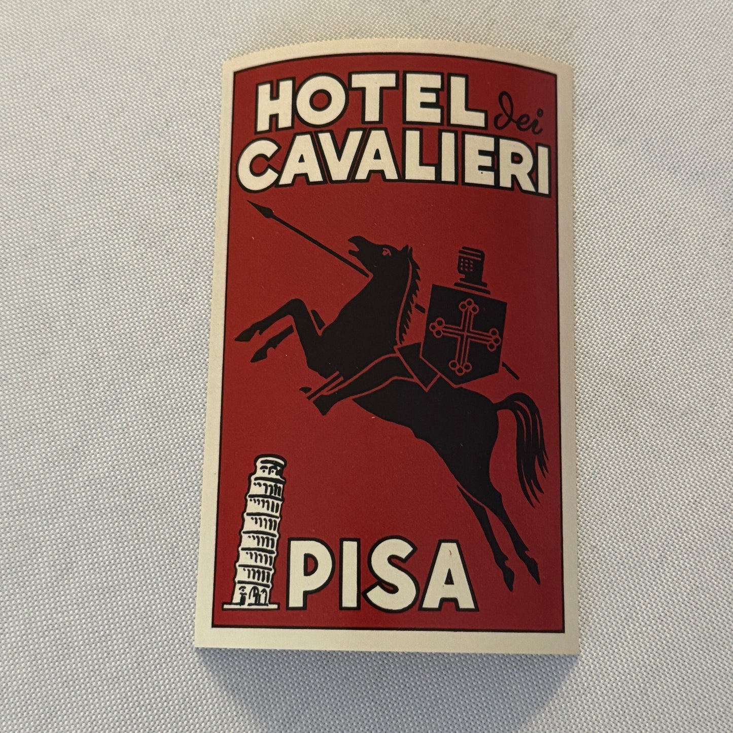 Vintage Hotel Travel Luggage Label Hotel Cavalieri Pisa Italy Italian