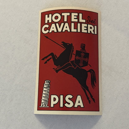 Vintage Hotel Travel Luggage Label Hotel Cavalieri Pisa Italy Italian