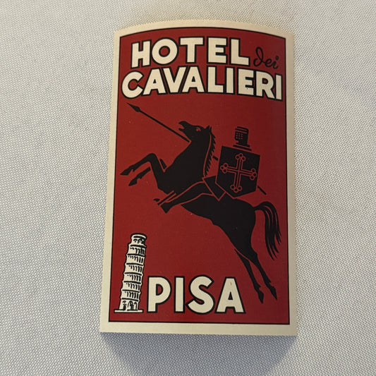 Vintage Hotel Travel Luggage Label Hotel Cavalieri Pisa Italy Italian