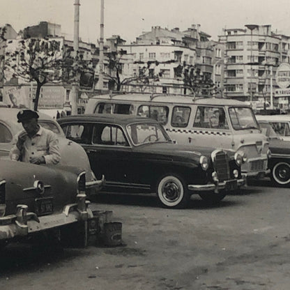 Vintage Car Automobile Photo Lot of 2 Istanbul Buildings People Mercedes Benz + 