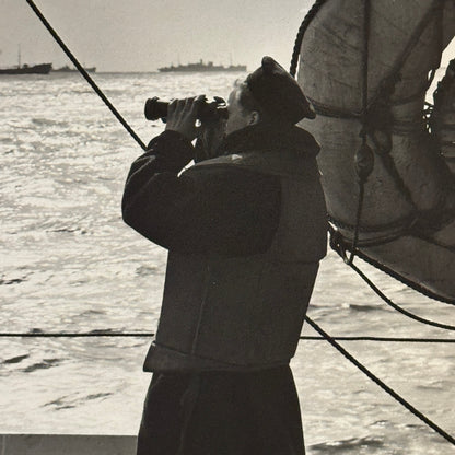 Royal Canadian Navy Press Photo Photograph Ship Sailor with Binoculars Vintage