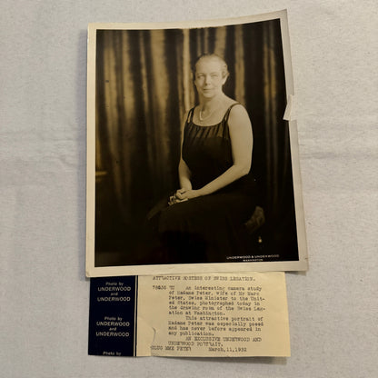 1932 Press Photo Photograph Wife of Swiss Legation Minister Marc Peter Vintage