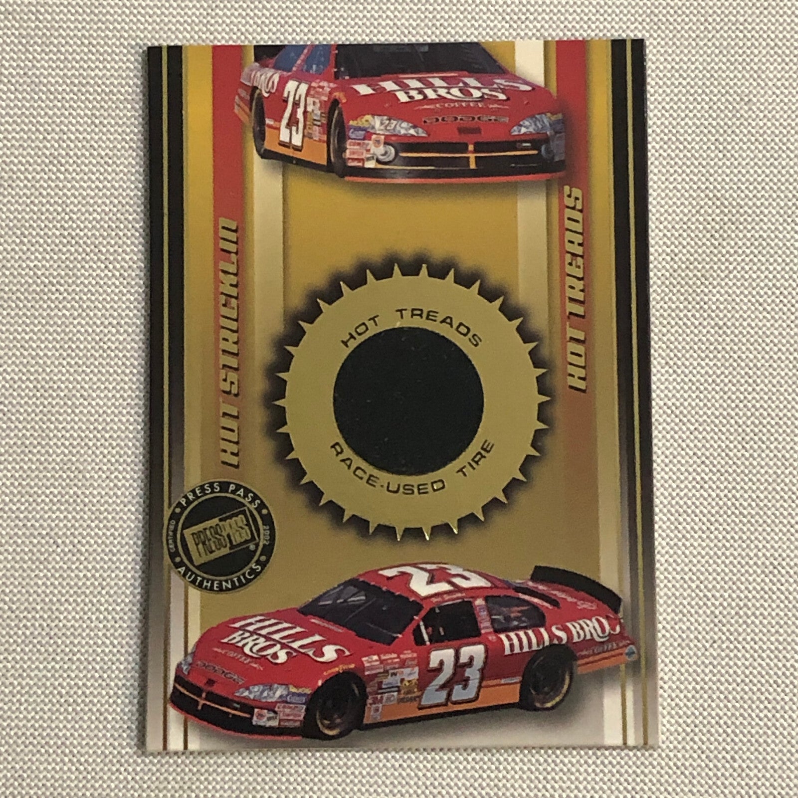 2002 Press Pass Hot Treads Tire Relic Card Hut Stricklin NASCAR