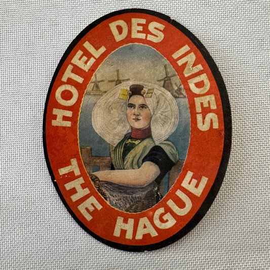 Vintage Hotel Travel Luggage Label Hotel Des Indes The Hague Netherlands Dutch