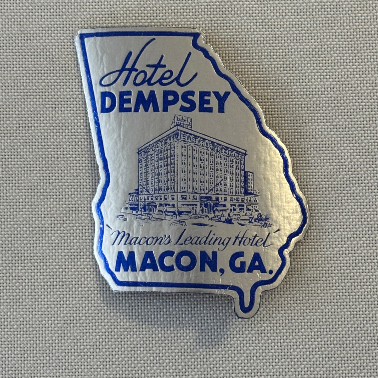 Vintage Hotel Travel Luggage Label Hotel Dempsey Macon Georgia GA