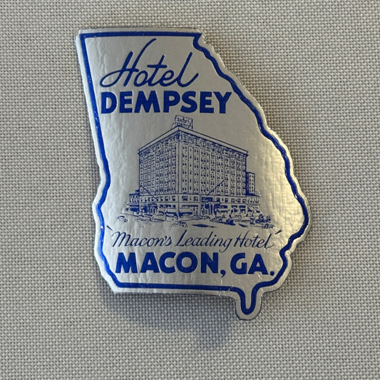 Vintage Hotel Travel Luggage Label Hotel Dempsey Macon Georgia GA