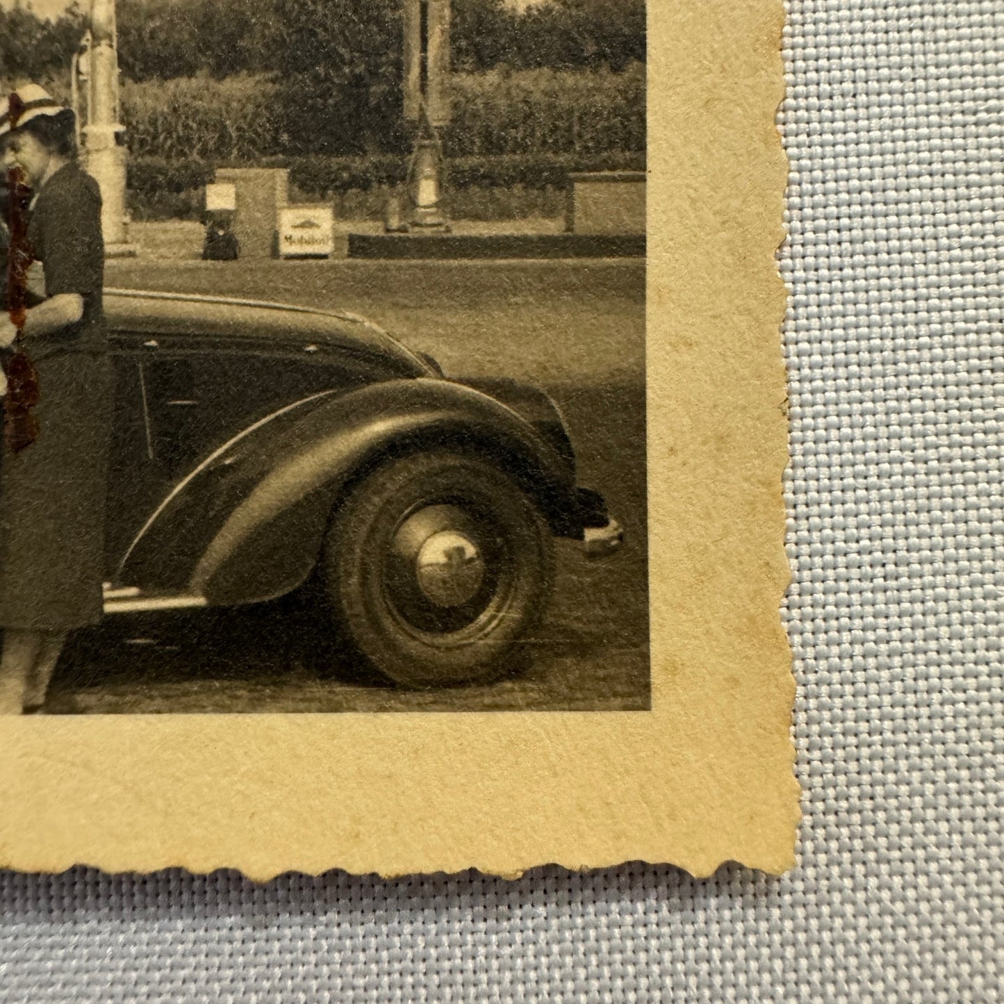 Vintage Photograph Photo Print People with Car Automobile European