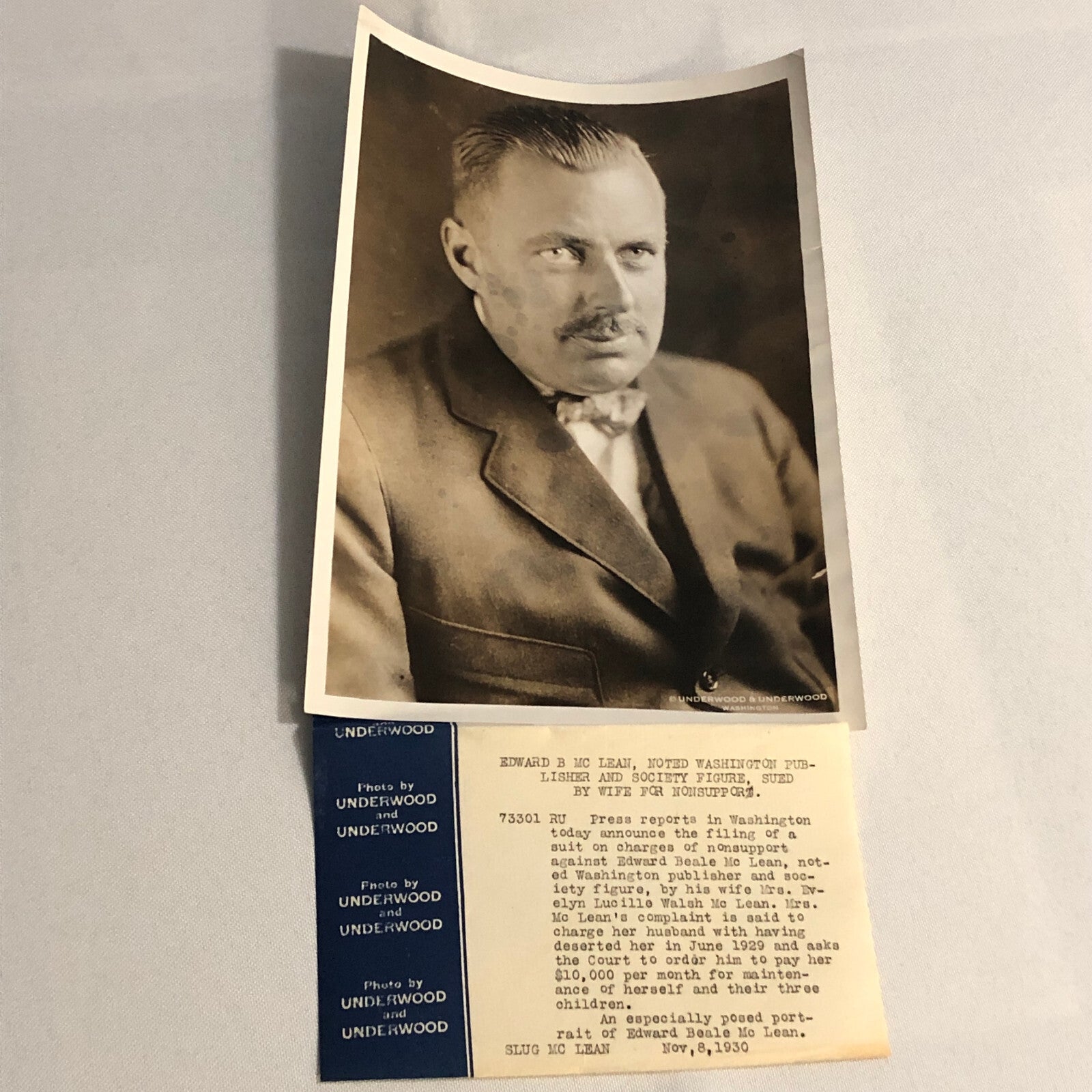 Press Photo Photograph Washington Post Publisher Edward Beale McLean Sued 1930
