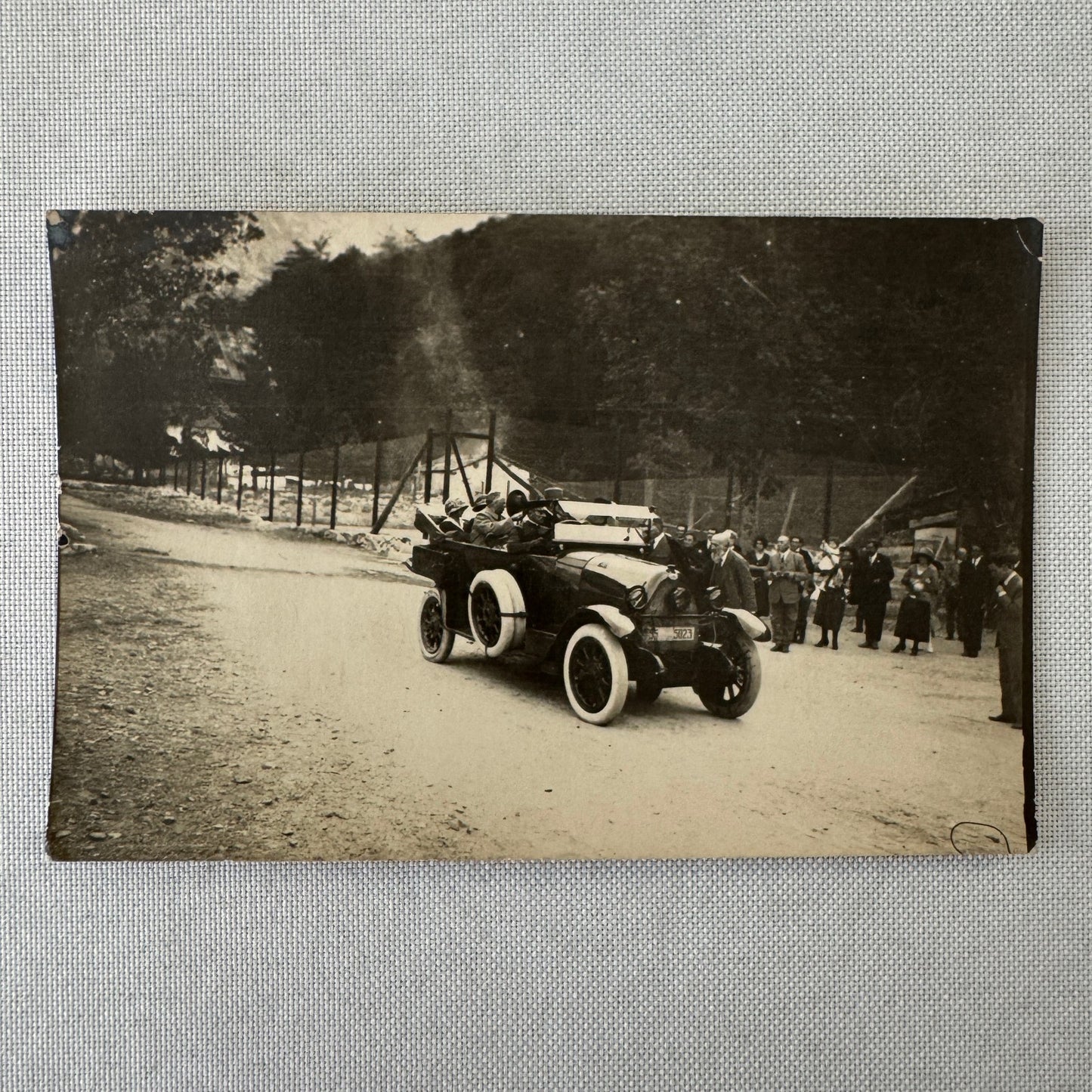 Vintage Real Photo Postcard Post Card RPPC People with Early Car Automobile