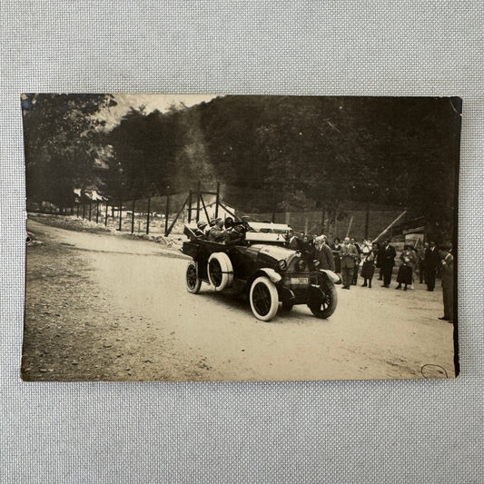 Vintage Real Photo Postcard Post Card RPPC People with Early Car Automobile