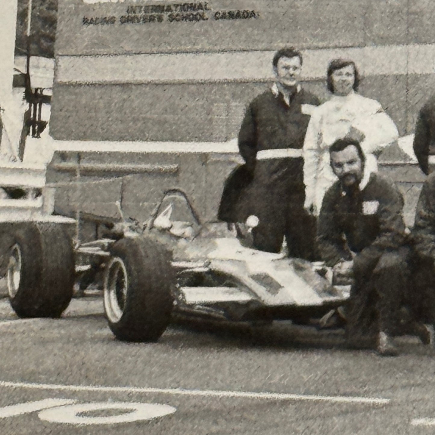 Vintage Car Racing Photo Jim Russell Racing Team Transporter Drivers Photograph